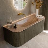 Badmeubel Mondiaz Kurve-Dlux | 120 cm | Meubelkleur Shadow | Wastafelkleur Arena | Solid surface | Wasbak midden spoelbak | Zonder kraangat(en)
