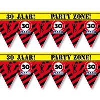 2x 30 jaar party tape/markeerlinten waarschuwing 12 m versiering