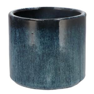 DK Design Bloempot Blue Glaze - rond - blauw - D14xH15cm - ombre