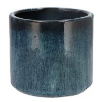 DK Design Bloempot Blue Glaze - rond - blauw - D14xH15cm - ombre