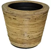 Rotan Drypot Streep plantenmand grijs 27x20cm Rotan Drypot Streep plantenmand grijs 27x20cm