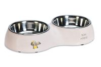 Beeztees Puppy Binky 2 Dinerset hond plastic/RVS roze