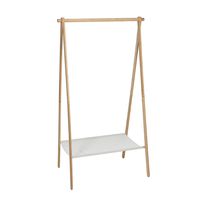 Kledingrek met plank - bamboe - lichtbruin/wit - 86 x 57 x 155 cm
