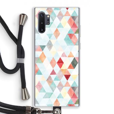 Gekleurde driehoekjes pastel: Samsung Galaxy Note 10 Plus Transparant Hoesje met koord