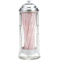 Diner Retro Rietjeshouder. Glas met Chromen Deksel