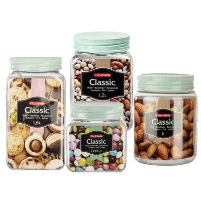 Plasticforte Voorraadpotten / weckpotten - 8x stuks - 800 ml - 1000 ml - 1200 ml - 1600 ml Plasticforte Voorraadpotten / weckpotten - 8x stuks - 800 ml - 1000 ml - 1200 ml - 1600 ml
