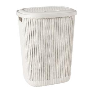 Wasmand met deksel - beige - 57 liter