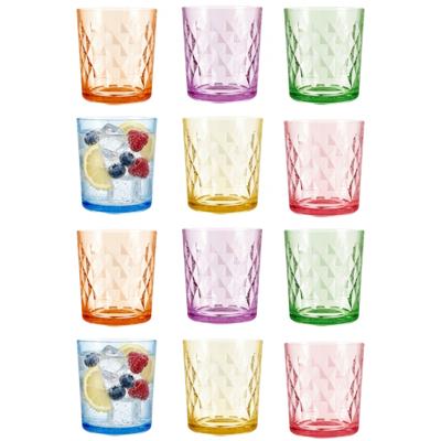 Waterglazen/drinkglazen Summer Diamant - 12x - glas - kleurenmix - 360 ml