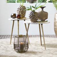 Light & Living Ronde Bijzettafel 'Zeca' Marmer, Set van 2 stuks