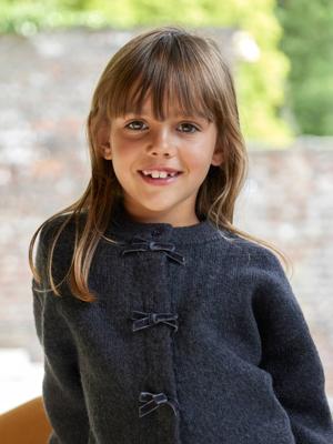 Fantasie vest voor meisjes met fluweel / velours met strik antraciet