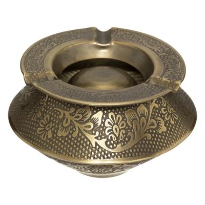 Atmosphera Terras asbak/stormasbak Arabica - ijzer - 12 x 8 cm - oud goud - Buiten/binnen