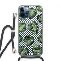 Geometrische jungle: iPhone 13 Pro Max Transparant Hoesje met koord
