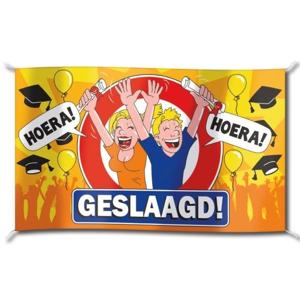 Geslaagd vlag - Gevelvlag - 100 x 150 cm - Hoera - polyester - versiering