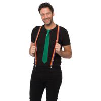 Carnaval verkleedset bretels en stropdas - regenboog - groen - volwassenen/unisex - feestkleding