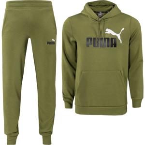 PUMA Essentials+ 2 Big Logo Trainingspak Olijfgroen Zwart Wit