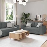 2-delige Loungeset met kussens stof donkergrijs