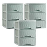 Thuis kantoor organizer ladeblok - 3x - 2 lades - 25 x 37 x 26 cm - opslag - kunststof - groen