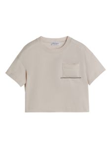 Brunello Cucinelli Kids t-shirt en coton à ornements métalliques - Tons neutres