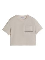 Brunello Cucinelli Kids t-shirt en coton à ornements métalliques - Tons neutres - thumbnail