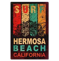 Surf Hermosa Beach Zwaar Metalen Bord 59,5 x 39,5 cm - thumbnail