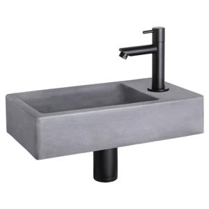 Differnz Force fonteinset beton donkergrijs - kraan recht - 40 x 22 x 8 cm - mat zwart