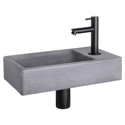 Differnz Force fonteinset beton donkergrijs - kraan recht - 40 x 22 x 8 cm - mat zwart