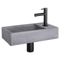 Differnz Force fonteinset beton donkergrijs - kraan recht - 40 x 22 x 8 cm - mat zwart