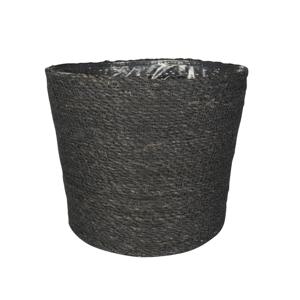 Steege Plantenpot - grijs - gevlochten zeegras - 26 x 23 cm   -