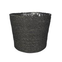 Steege Plantenpot - grijs - gevlochten zeegras - 26 x 23 cm   - - thumbnail