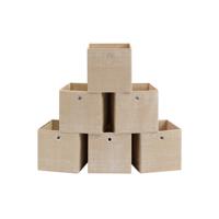 Opbergdozen set van 6 van non-woven stof met handvat, Zandbeige / 30 x 30 x 30 cm