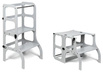 Ette Tete Leertoren Step'n Sit | Inklapbaar tot tafel en stoel | Grijs met zwart