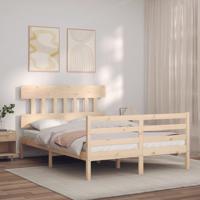 Bedframe met hoofdbord massief hout