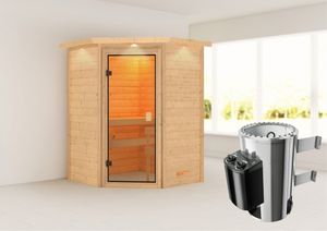 Karibu | Antonia Sauna met Dakkraag | Kachel 3,6 kW Geïntegreerde Bediening