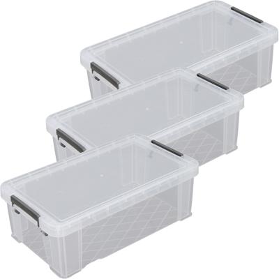 Allstore Opbergbox - 3x stuks - 5.8 liter - Transparant - 35 x 19 x 12 cm - kunststof - met deksel
