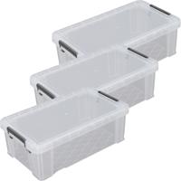 Allstore Opbergbox - 3x stuks - 5.8 liter - Transparant - 35 x 19 x 12 cm - kunststof - met deksel