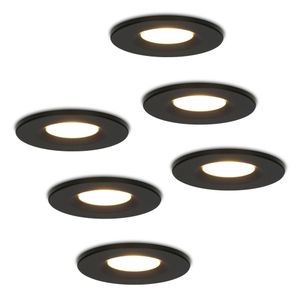 Hoftronic Set van 6 stuks Dimbare LED inbouwspot zwart Venezia 6 Watt 2700K IP65