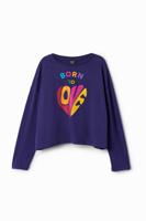 Cropped T-shirt met Love - BLUE - 13/14