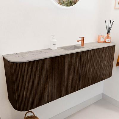 Toiletmeubel Mondiaz Joya Dlux | 123.2 cm | Meubelkleur Walnut | Faye wastafel Glace Wasbak Midden | 1 kraangat
