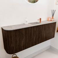 Toiletmeubel Mondiaz Joya Dlux | 123.2 cm | Meubelkleur Walnut | Faye wastafel Glace Wasbak Midden | 1 kraangat