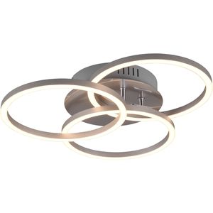 LED Plafondlamp - Plafondverlichting - Trion Corcol - 27W - Aanpasbare Kleur - Rond - Mat Nikkel - Aluminium