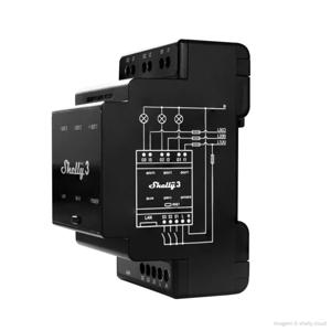 Shelly Pro 3 power relay Zwart