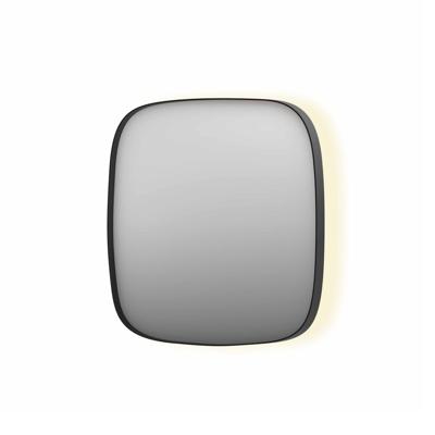 Spiegel INK SP30 80x4x80 cm incl. Indirect LED-Verlichting Rondom en Spiegelverwarming Geborsteld Metal Black