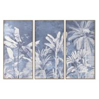 Canvas Home ESPRIT Blauw Palmen Tropisch 180 x 4 x 120 cm (3 Onderdelen)