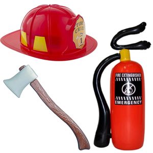 Brandweer carnaval verkleed assessoires set van 3x stuks