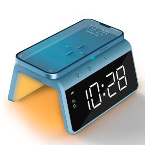 Caliber Jupiter Digitale Wekker met Draadloze Oplader - Dual Alarmklok met Wake Up Light - Pacific Blue (HCG019QI-PB)