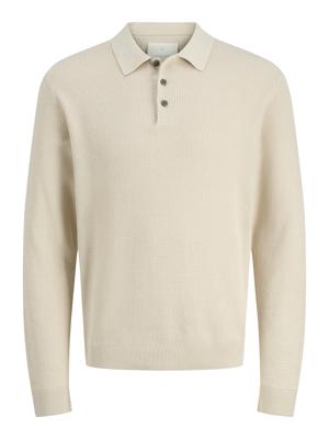 J-j Premium Jprcccooper Knit Polo Ls Trui Silver Lining Twist