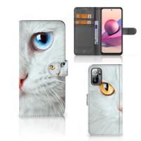 Xiaomi Redmi Note 10/10T 5G | Poco M3 Pro | Telefoonhoesje | Met pasjeshouder | Witte Kat