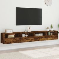 Tv-wandmeubels 2 st 100x30x30 cm bewerkt hout gerookt eiken - thumbnail