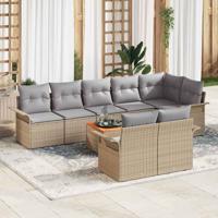 Tuinbankenset met kussen 9 pcs Beige poly rattan