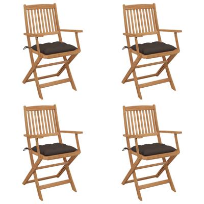 Tuinstoelen 4 st inklapbaar met kussens massief acaciahout